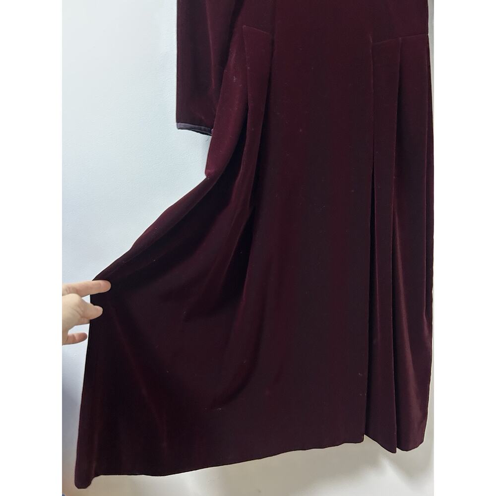 Vintage Prairie Cottage Velvet Steampunk Midi Dress Long Sleeve Maggy London 6 - Picture 4 of 11